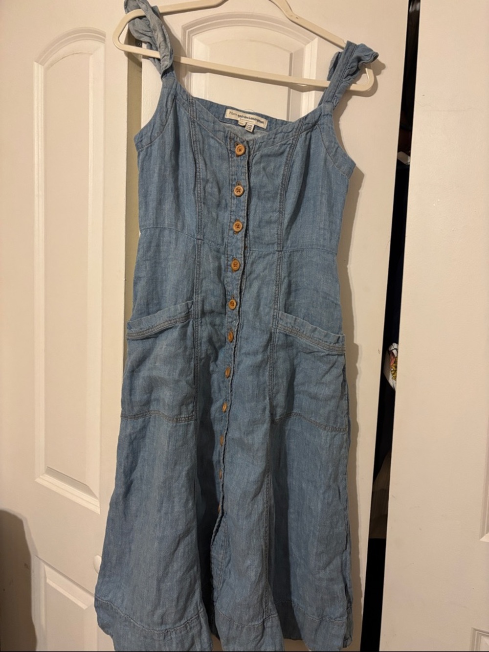 Pilcro Button-Front Light Wash Denim Sundress